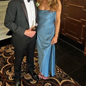 Elegant Blue Satin Dress